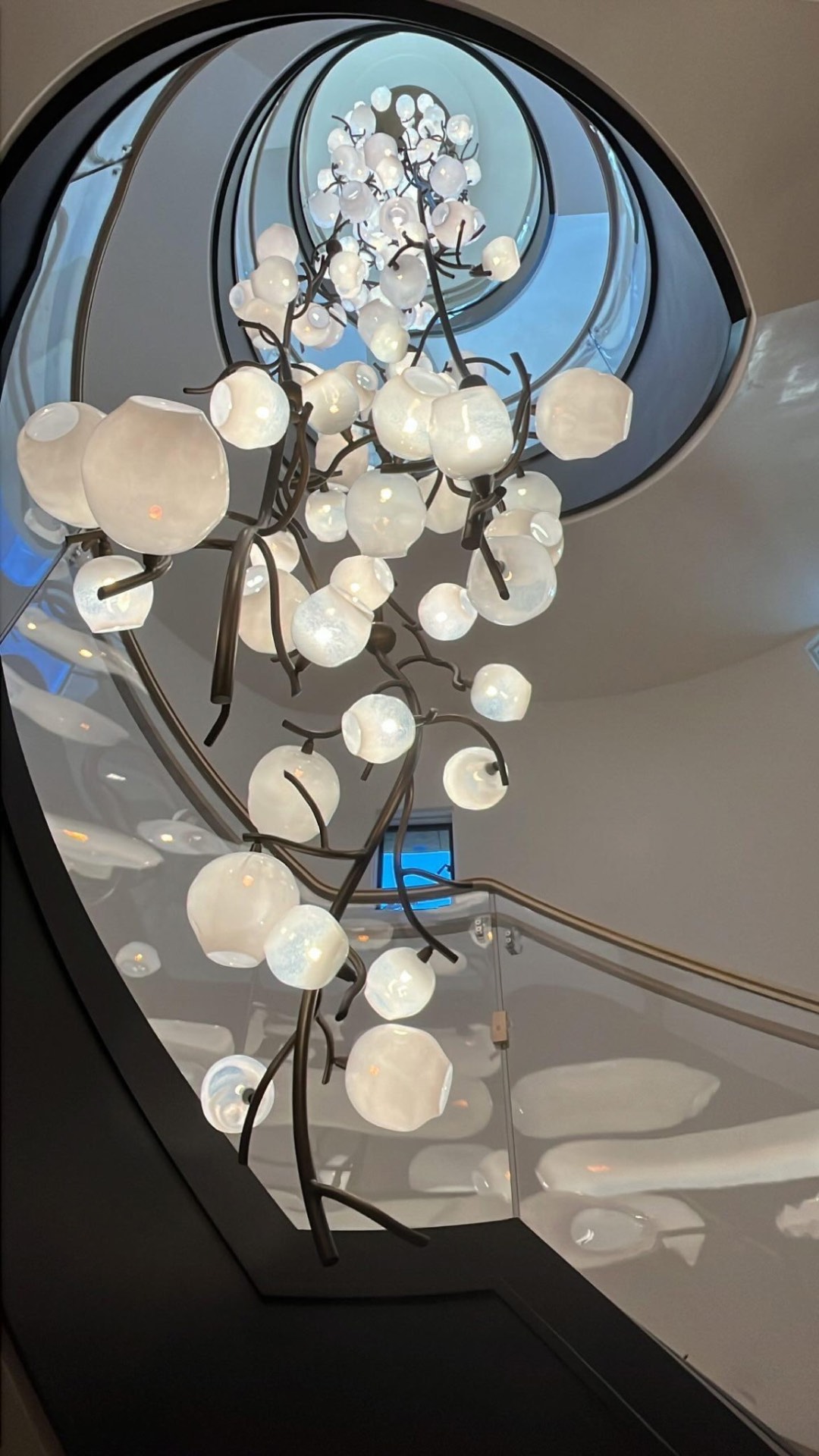 Blown Glass Orb Stairwell Pendant