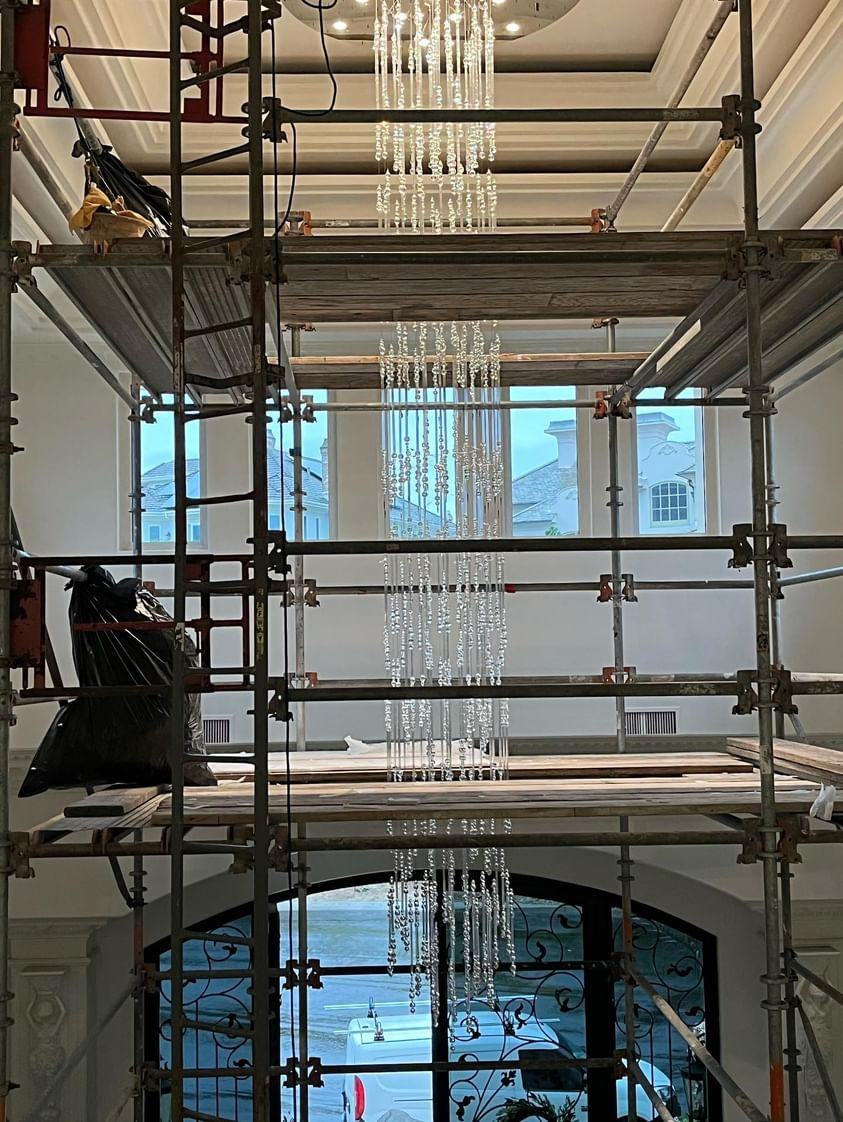 Scaffold Chandelier Installation
